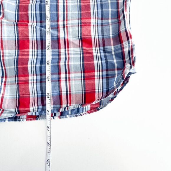 Nautica Mens Collared Shirt Button Down Short Sleeve Plaid Red Blue XL - Picture 4 of 7